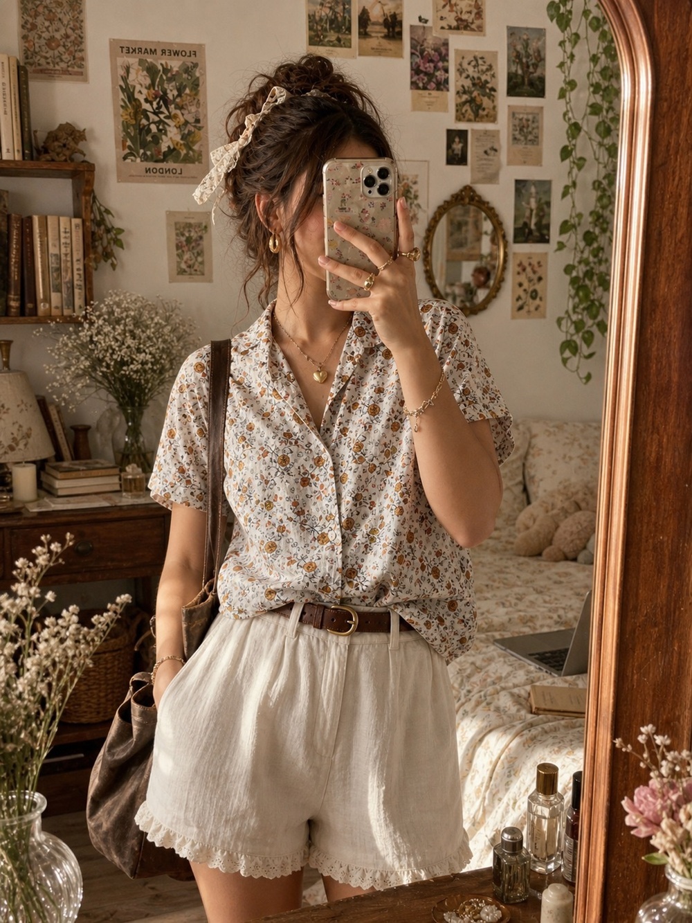 Rachel Zoe 100% Linen Floral Button Down Top Women’s Small